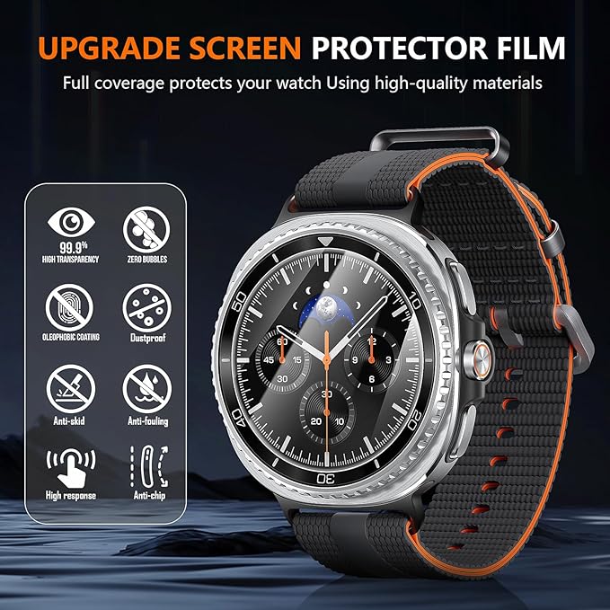 Suoman 4-Pack for Samsung Galaxy Watch 8 Classic 46mm Tempered Glass Screen Protector, 9H Hardness Screen Protective Film for Galaxy 46mm Smartwatches - Image 4
