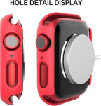 Suoman 2-Pack for Apple Watch Series 9/8/7/6/5/4/Series SE/SE 2 41mm All-Around Screen Protector Case, Tempered Glass Screen Protector Case Ultra-Thin for iWatch 41mm Protection Cover - Red - Image 4
