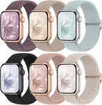 6 Pack Braided Stretchy Bands Compatible with Apple Watch Band 38mm 40mm 41mm 42mm 44mm 45mm 46mm 49mm Women Men, Adjustable Nylon Solo Loop Elastic Straps for iWatch Series 11 10 9 8 7 6 5 4 SE Ultra by KnossenWatchBand