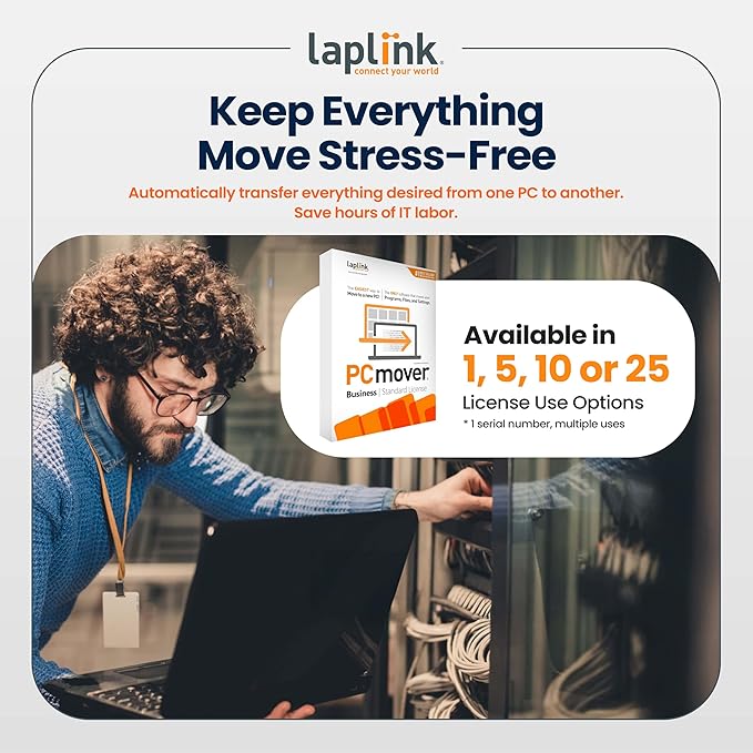 Laplink PCmover - Easy Migration of your Applications, Files and Settings from an Old PC to a New PC - Data Transfer Software with Optional Super Speed USB 3.0 Cable - Business Standard, 25 Licenses - Image 6