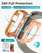 Goton AntiCrack Metal Case for Apple Watch Series 9/8/7 41mm Screen Protector, HD Tempered Glass, Daily Water-Resistant Alloy Bumper with Ceramic-Style Back Cover for iWatch 41 mm - Image 7
