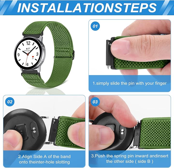 Compatible with 16mm 18mm 19mm 20mm 22mm 24mm Watch Bands Quick Release Replacement Wristband,Adjustable Stretchy Nylon Solo Loop Straps Fabric Braided Sport Elastic Bands for Men Women - Image 3