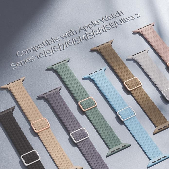 6 Pack Thin Stretchy Braided Compatible with Apple Watch Band 38mm 40mm 41mm 42mm 44mm 45mm 46mm 49mm Women Men, Solo Loop Nylon Slim Strap for iWatch Bands Series 11 10 SE 9 8 7 6 5 4 Ultra 3 2 1 - Image 3