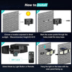 Tuffenough Solar Outdoor Lights 2500LM 210 LED Security Lights with Remote Control,3 Heads Motion Sensor Lights, IP65 Waterproof,270° Wide Angle Flood Wall Lights with 3 Modes(1 Packs) - Image 7