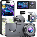 Dash Cam Front and Rear Inside,4K Full HD 3 Channel Dash Camera for Cars, Free 32GB Card, Dashcam with Night Vision, G-Sensor, 24H Parking Mode, 170°Wide Angle, Loop Recording by Unknown