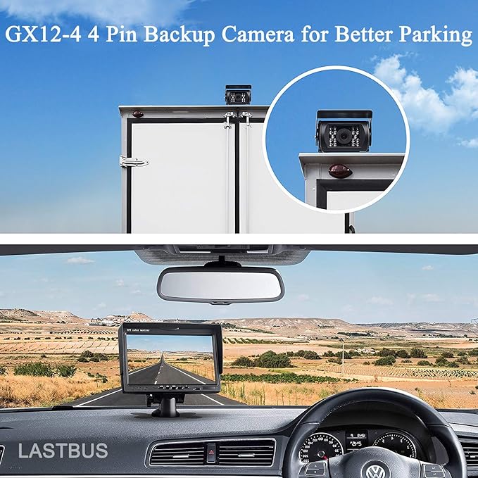 Backup Camera, Reversing Camera, Waterproof Night Vision Wide View Angle Rear View Camera with 4 Pin GX12-4 Connector for RV Camper Truck Trailer Bus Van - Image 2