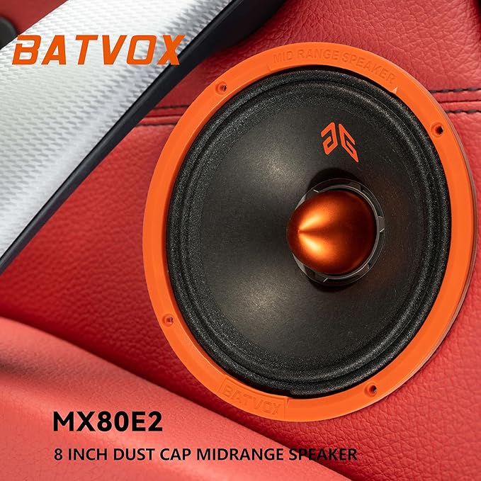 MX80E2 Loudspeaker 8 Inch Midrange 640 Watts 4 Ohms Orange Bullet, Premium Quality Audio Door Speakers for Car or Truck Stereo Sound System, Orange (2 Speakers) - Image 7