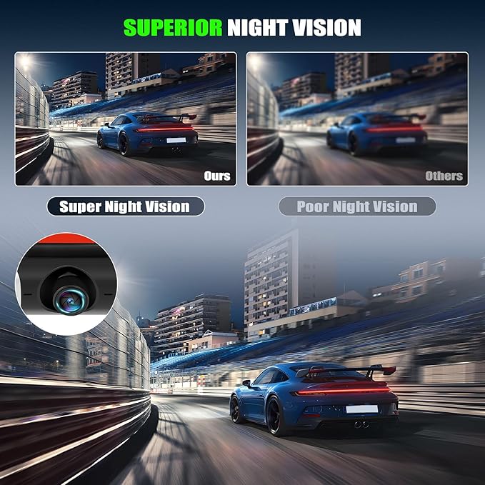 3 Channel Dash Cam Front and Rear Inside, 2.9'' 1080P Dash Camera for Cars,Three Way Triple Car Camera with App Control Super Night Vision,Wide Angle,Loop Recording,G-Sensor,24 Parking Monitor - Image 6