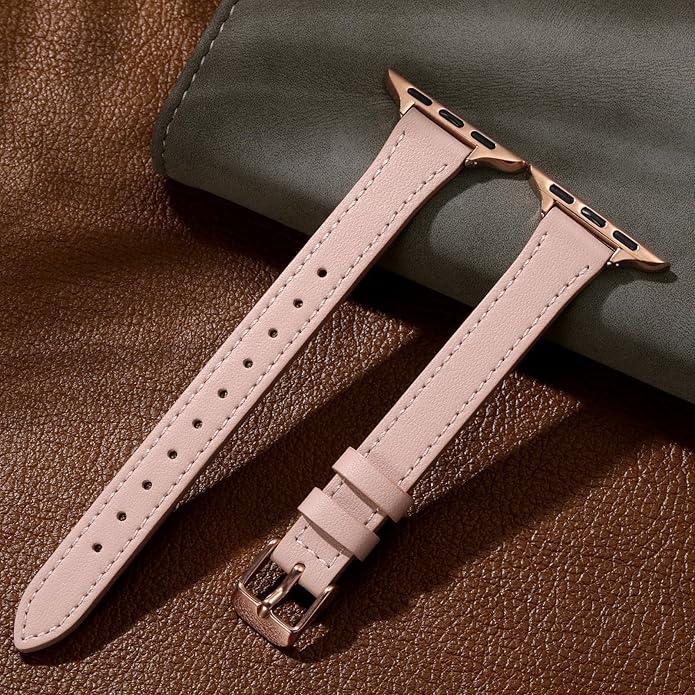Charlam Slim Leather Band Compatible with Apple Watch Bands for Women 40mm 38mm 41mm 42mm 44mm 45mm 46mm, Top Grain Genuine Leather Strap Thin Wristband for iWatch Series 11 10 SE 9 8 7 6 5 4 3 2 1 - Image 5
