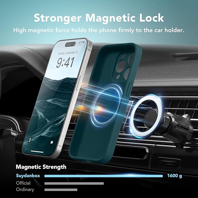Magnetic for iPhone 13 Pro Case, Compatible with MagSafe, [Full Camera Protection][Screen Protector] Silicone Shockproof Protective Phone Case for iPhone 13 Pro 6.1", Deep Blue - Image 3