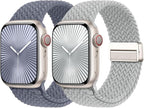 Braided Stretchy Bands with Magnetic Clasp Compatible for Apple Watch Band 38mm 40mm 41mm 42mm 44mm 45mm 46mm 49mm Women Men, Nylon Sport Solo Loop for iWatch Series 11 10 9 8 7 6 5 4 3 Ultra 3 2 1 SE by Butifacion