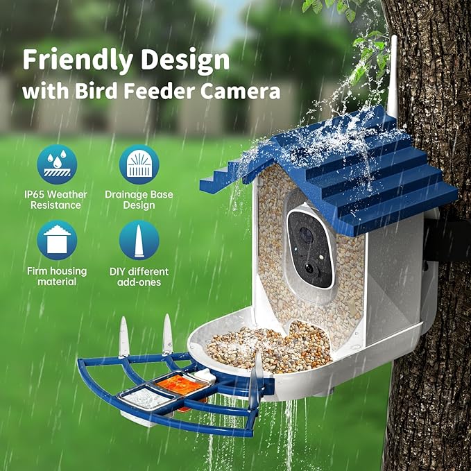Smart Bird Feeder with Camera Solar Powered & AI Bi rd Identification, 2.4Ghz WiFi Bird feeders for Outdoors, 2K Live Video, Instant Arrival Alerts - Gifts for Women - Image 5