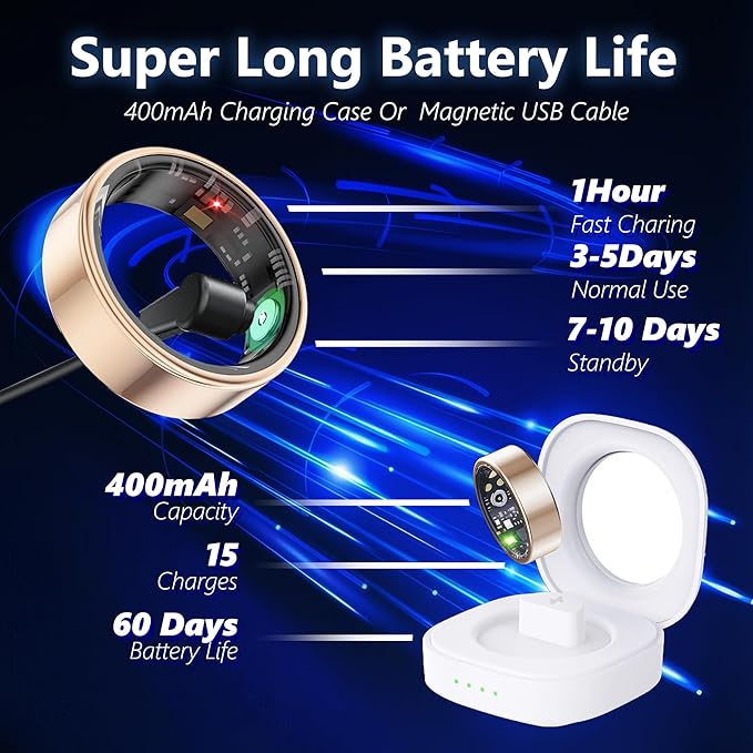 Smart Health Ring for Women Men Fitness Tracker with Heart Rate, Blood Oxygen, Blood Pressure, Sleep Monitoring, Step Counting, IP68 Waterproof for iOS and Android, Silver 7 - Image 9