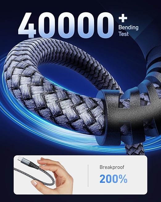 Short USB A to USB C Cable 3FT, USB C Fast Charging Cable, Durable Braided USB to USB Type C Cord for Car iPhone USB C Charger for iPhone 17/16/15/Pro Max/Plus, Samsung Galaxy S23 and More-2Pack Gray - Image 7