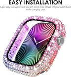 KADES Compatible with Apple Watch Series 11 10 46mm, Bling Full Diamond Rhinestone Protective Case with Built-in Screen Protector, Sparkling iWatch Protective Bumper Cover, Iridescent - Image 6