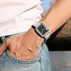 Compatible with Apple Watch Band and Case, Stainless Steel Metal Chain with TPU Cover, Smart-Watch Link Bracelet Strap, Wrist-Band for i-Watch Series 10 11, 46mm, Silver+Gold - Image 6