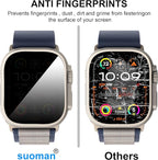Suoman 2-Pack for Apple Watch Ultra 3/2/1 49mm Tempered Glass Privacy Screen Protector, [Anti-peeping] 9H Hardness protective film - Auto-alignment Installation Kit - Image 3