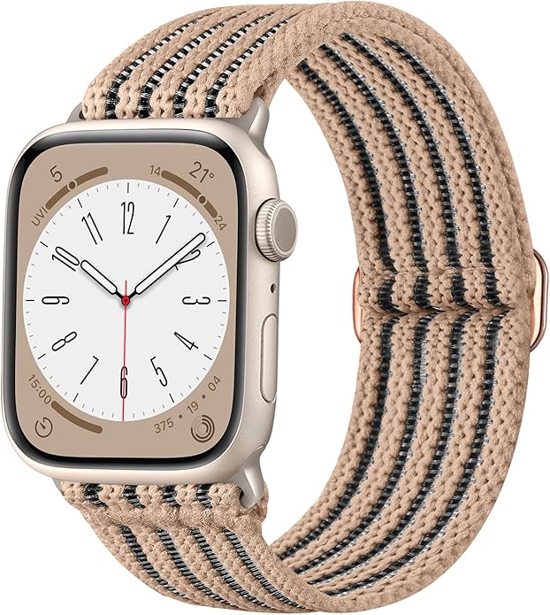 Braided Stretchy Band Compatible with Apple Watch Bands 38mm 40mm 41mm 42mm 44mm 45mm 46mm 49mm for Women Men, Adjustable Nylon Solo Loop Elastic Straps for iWatch Series 10 9 8 7 6 5 4 3 2 1 SE Ultra by Unknown