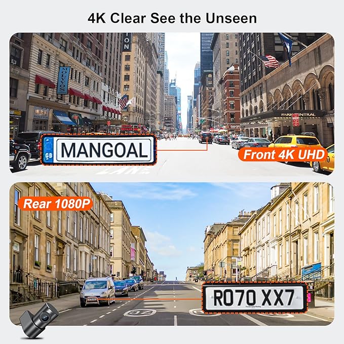 Mangoal Front 4k & Rear 1080p Dash Cam Custom fit for Cadillac XT5 2017-2019 (Model B), UHD 2160P Video, WiFi, App, Loop Recording, Easy to Install, 128GB Card - Image 9