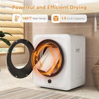 VCJ Portable Clothes Dryer for Apartment, 1.5 Cu.ft Compact Mini Electric Dryer with 5 Drying Modes, Stainless Steel Tub, Simple Knob Control, Dryer Machine for Dorm, RV, Small Space - Image 2