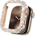KADES Bling Case Compatible for Apple Watch Series 11/10 46mm, Sparkly Full Diamond Protective PC Bumper Cover, Rhinestone Frame for Women, 46mm-Rose Gold by KADES