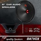 MX80P1 Midrange Loudspeaker 8" Red Dust Cap, 480W Max, 4 Ohms, Premium Quality Audio Door Speakers for Car or Truck Stereo Sound System, Black (2 Speaker) - Image 2