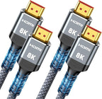 Highwings 8K HDMI Cable 2.1 8FT/2.5M 2-Pack, 48Gbps High Speed HDMI Cord-Nylon Braided 8K60Hz 4K120Hz 4K144Hz 3D eARC HDR10 4:4:4 HDCP 2.2&2.3 QMS DSC VRR, Compatible for Laptop, Monitor, Roku TV,HDTV by Highwings