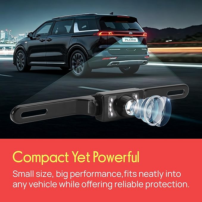 Pyle PLCM10 Rear View Backup Parking Reverse Camera, License Plate Mount, Weatherproof, Night Vision, Distance Scale Lines, Swivel Angle Adjustable Cam - Image 4