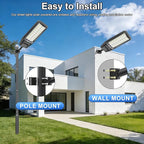 2‑Pack Solar Street Lights Outdoor, 9800W Super Bright LED Solar Powered Street Lamps with Motion Sensor, Dusk to Dawn, IP67 Waterproof for Yard, Garden, Parking Lot, Driveway, Farm - Image 7
