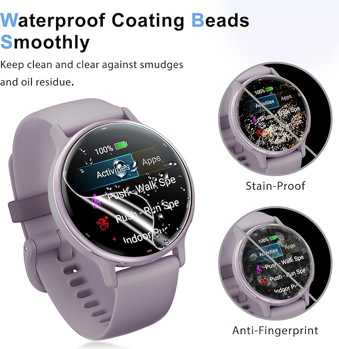 6 Pack for Garmin Vivoactive 5/6 42mm Flexible Screen Protector, Soft Film, HD Clear, Bubble Free, Anti Scratch - Image 6