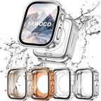4 Pack Compatible with Apple Watch Waterproof Case 40mm Series 6/5/4/SE with Tempered Glass Screen Protector, 2 in 1 Full Coverage Bumper Protective Cover for iWatch Accessories 40 mm by Kawoco
