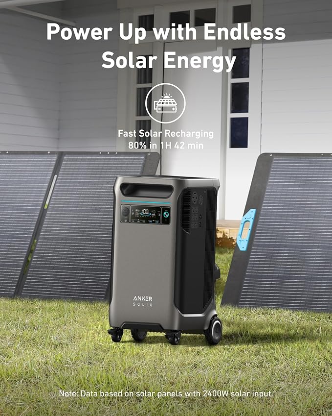 Anker SOLIX F3800 Portable Power Station and BP3800 Expansion Battery with 400W Solar Panel, 7.68kWh LiFePO4 Batteries, 6000W AC Output, Solar Generator for Home Backup, RVs, Emergencies&Power Outages - Image 5