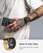 amBand Rugged Case with Band for Apple Watch 45mm, Compatible with Apple Watch (iWatch) Series 9/8/7, Military Grade Shockproof Bumper Cover, Tactical Band for Men, Sand Beige - Image 8