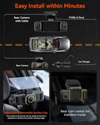 IIWEY N9 5 Channel Dash Cam 360° View, 5.8G WiFi-6 with App, Free 128GB Card, FHD Front & Rear Inside, Left, Right Dash Camera for Car, 12 IR Lights Night Vision, GPS, 24/7 Parking Mode, G-Sensor - Image 7