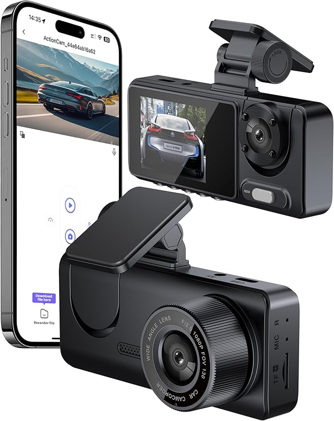 Dash Cam for Car, Front Dual Channel Dash Cam WiFi, Dash Camera for Cars 2.0" IPS Screen, App Control, G-Sensor, Loop Recording, 170° Wide Angle, Night Vision, Parking Mode by Unknown