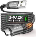 JSAUX USB C Cable [2-Pack 10ft], USB A to USB Cord Fast Charging for iPhone Air, iPhone 17, iPhone 17 Pro, iPhone 17 Pro Max, iPhone 16/iPhone 15 Series, Samsung S20 S10, Note 20 10, Car Pla - Grey by JSAUX