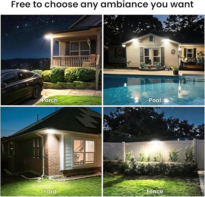 Solar Security Light Outdoor Super Bright LED, Motion Sensor Flood Light, 3 Heads 270° Wide Angle,Remote Control, IP65 Waterproof, 3 Modes (4 Packs) - Image 4
