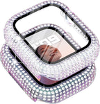 Surace Compatible with Apple Watch Case 44mm, 300 Diamonds with Screen Protector for Apple Watch Series 6/5/4/3/2/1, Bling Case Tempered Glass Protective Cover for 38mm 40mm 42mm 44mm, Rainbow by Surace