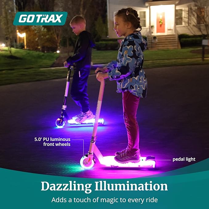 Gotrax Scout Pro Electric Scooter for Kids, Max 3 Mile Range, 6 Mph Speed ​​by 80W Motor and Thumb Control, 5" Solid Wheels with Flash Wheel & Deck Lights, Max 110 Lbs Load for Boy & Girl Ages 4-7 - Image 3