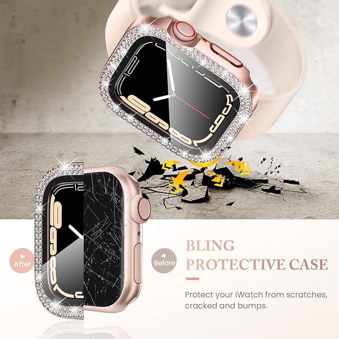Goton 4-Pack Bling Case for Apple Watch Screen Protector 44mm Series 6/5/4, SE 3/2/1, Women Diamond Rhinestone Protector for iWatch Cover Accessories 44 mm - Image 4