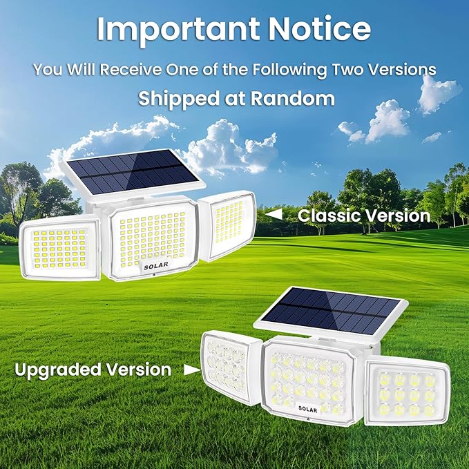 White Solar Security Light Outdoor Super Bright LED, Motion Sensor Solar Flood Light, 3 Heads 270° Wide Angle,Remote Control, IP65 Waterproof, 3 Modes (3 Packs) - Image 2