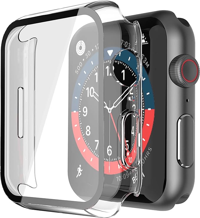 Misxi 2 Pack Hard PC Case with Tempered Glass Screen Protector Compatible with Apple Watch Series 9 (2023) Series 8 Series 7 45mm, Ultra-Thin Scratch Resistant Cover for iWatch, Transparent by Misxi