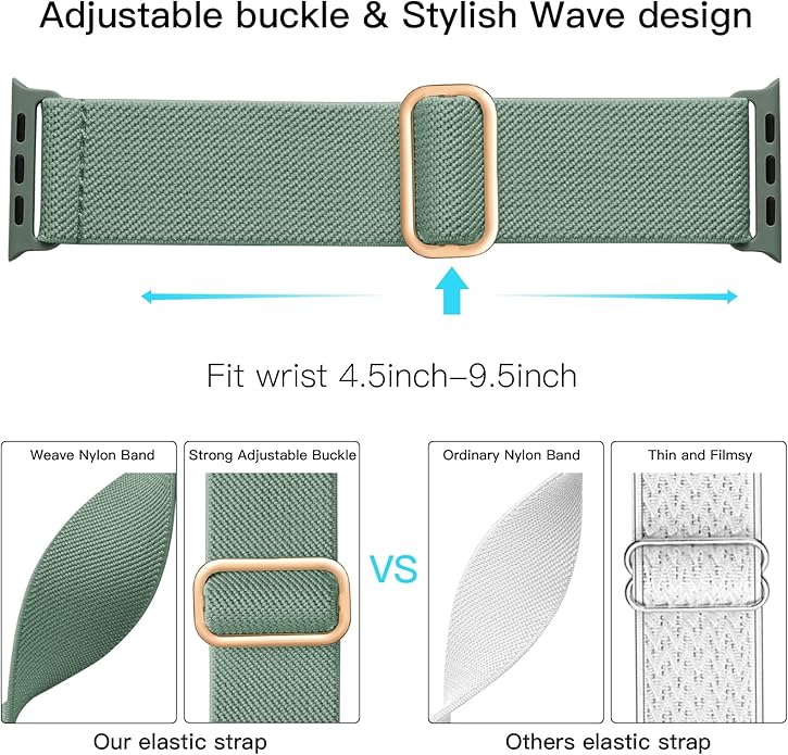 Lerobo Braided Band Compatible with Apple Watch Series 11 10 9 8 7 46mm 45mm 41mm Ultra SE 3 2 1 49mm Series 6 5 4 3 44mm 40mm 38mm 42mm Men iWatch Bands Women Stretchy Nylon Solo Loop Sport Strap - Image 3