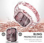 Surace Compatible with Apple Watch Series 11 Series 10 Case, 300 Crystal Diamonds with Screen Protector Overall Protective Case Face Cover Bling Bumper Case for Apple Watch 10 11 42mm, Pink - Image 4