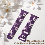 Witzon Floral Band Compatible with Apple Watch Bands For Women 40mm 41mm 38mm 42mm 44mm 45mm 46mm 49mm, Engraved Cute Flower Silicone Dressy Strap for iWatch Series 11 10 9 8 7 6 5 4 3 2 SE Ultra - Image 5