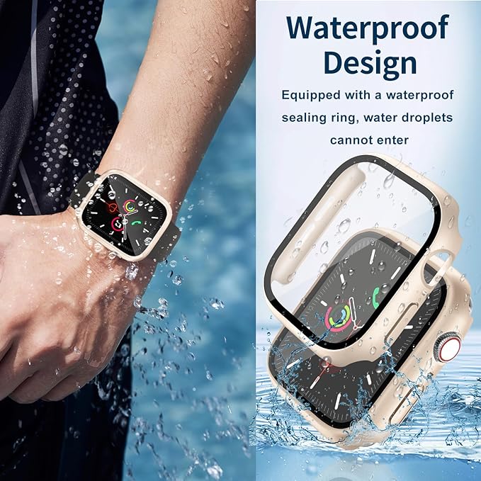Waterproof Case for Apple Watch Series SE 3/SE 2/SE/Series 4 5 6 44mm Built-in Tempered Glass Screen Protector,[Slim Guard PC Bumper] [Touch Sensitive] Full Protective Face Cover Compatible iWatch - Image 4