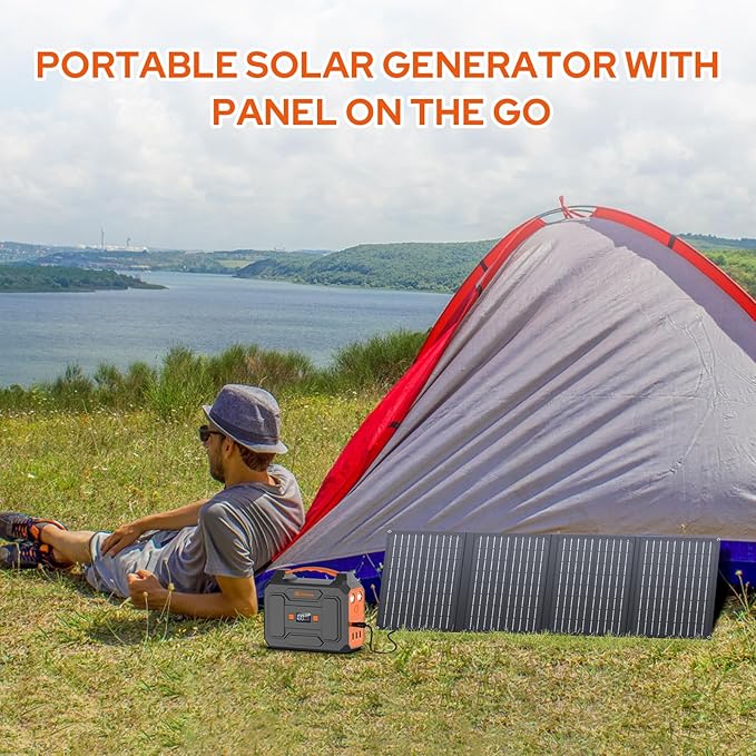 Portable Power Station with Foldable 40W Solar Panel, 100W Solar Powered Generator with Panels, AC Outlet Camping Solar Power Bank 146Wh DC Battery Pack for Smart Device RV Outdoor Power Outage - Image 2