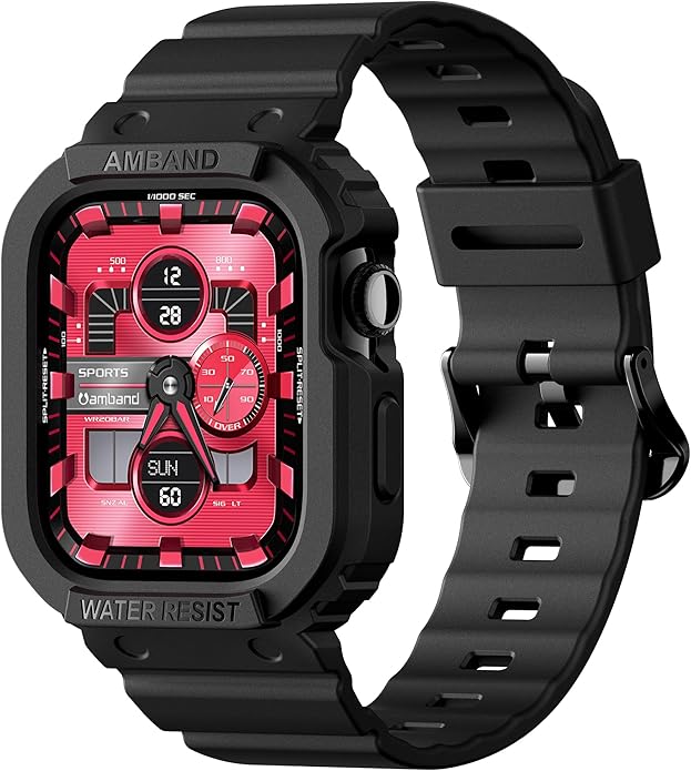amBand E1 Sport Case Band for Apple Watch Ultra 3/2/1 & SE 3/2/1 & Series 11 10 9 8 7 6 5 4 3 49mm 46mm 45mm 44mm 42mm 41mm 40mm 38mm, Shockproof & Scratch Resistant Rugged Bumper for Men Women by amBand