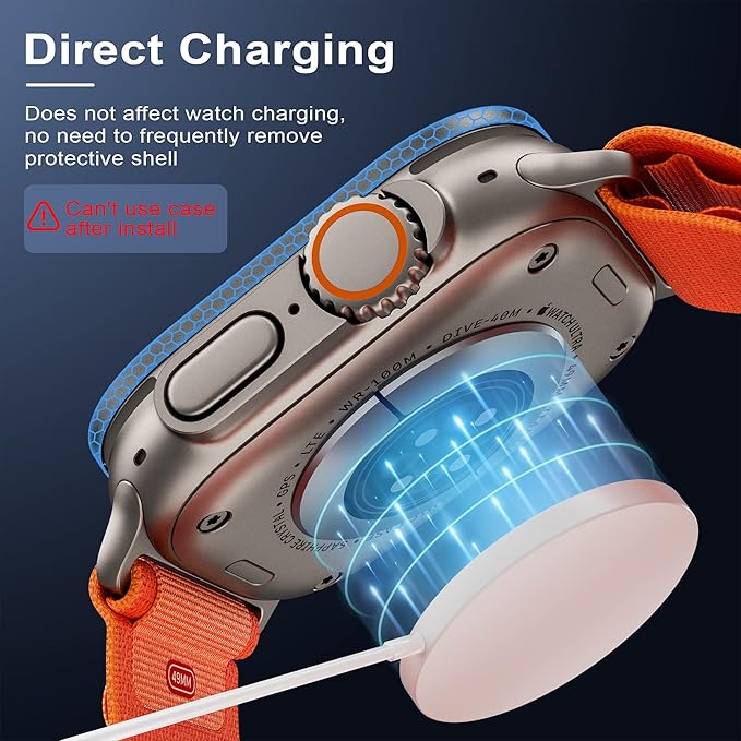 WSKEN for Apple Watch Ultra 3/Ultra 2/Ultra Screen Protector 49mm,9H Tempered Glass + Titanium Alloy Frame, [Keep Original] [Touch Sensitive] Lightweight Protective Glass Film for iwatch Ultra 3/2/1 - Image 4