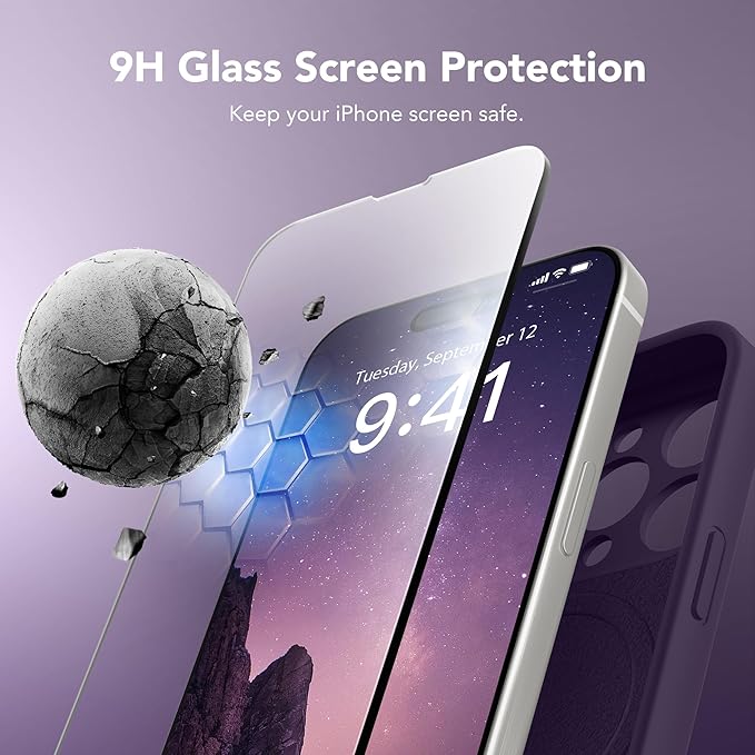 Magnetic for iPhone 13 Pro Case, [Full Camera Protection][Screen Protector] Silicone Shockproof Protective Phone Case for iPhone 13 Pro 6.1", Deep Purple - Image 4